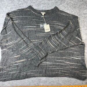 ana Womens 2x Gray Staccato Striped Knit Sweater Plus Size New with Tags